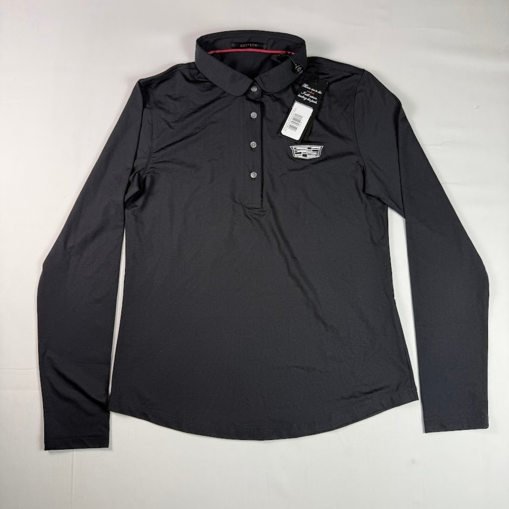 Greyson Scarlett Long Sleeve Polo Black Cadillac Logo Womens Medium Stretch